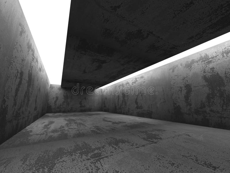Zmrok pustych betonowych ścian izbowy wnętrze z podsufitowymi światłami zdjęcia stock Zmrok pustych betonowych ścian izbowy wnętrze z podsufitowymi światłami zdjęcia stock