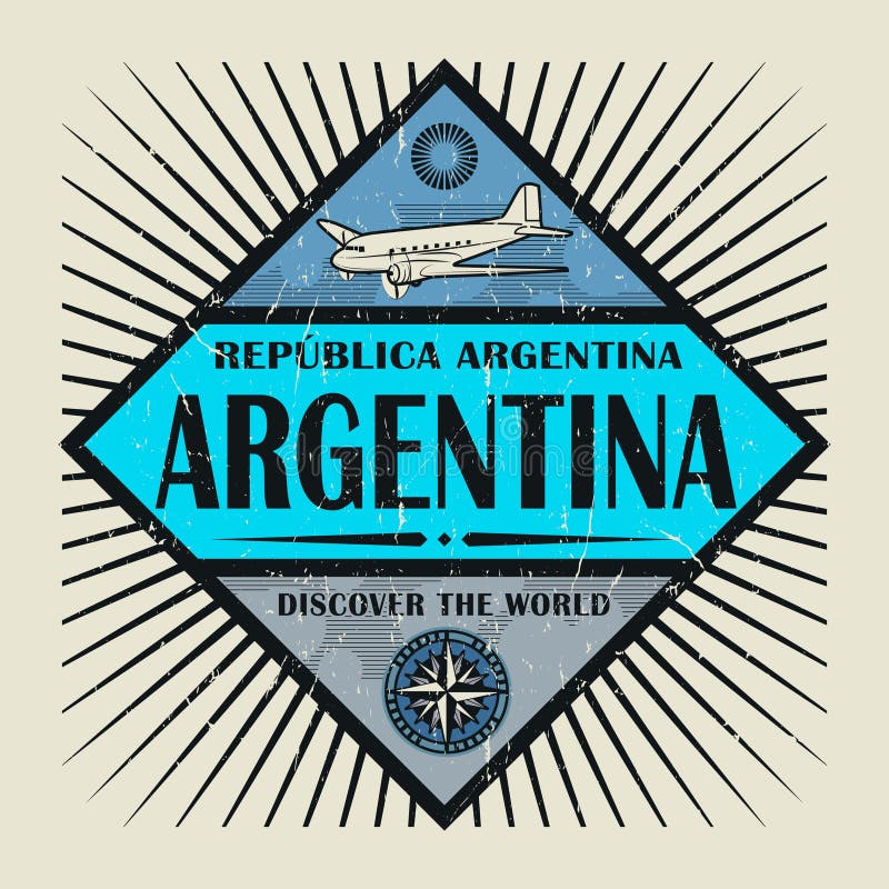 Znaczka lub rocznika emblemata tekst Argentyna, Odkrywa świat ilustracji Znaczka lub rocznika emblemata tekst Argentyna, Odkrywa świat ilustracji