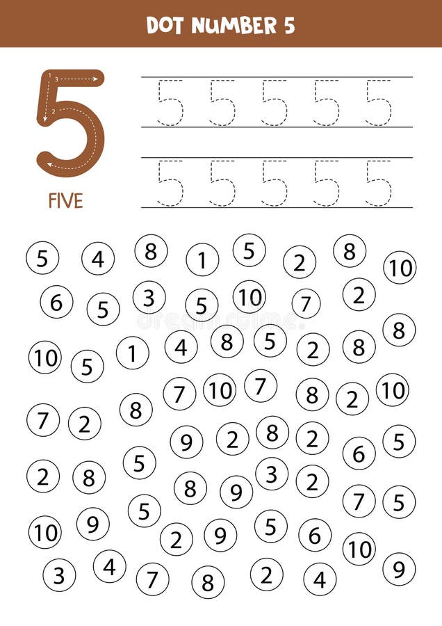 Znajdź i wybierz numer 5. mecz matematyczny dla dzieci ilustracji