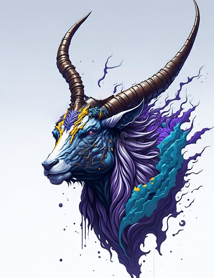Znak capricornus zodiac. znak horoskopu koziego. genetyczna sztuczna inteligencja ilustracja wektor