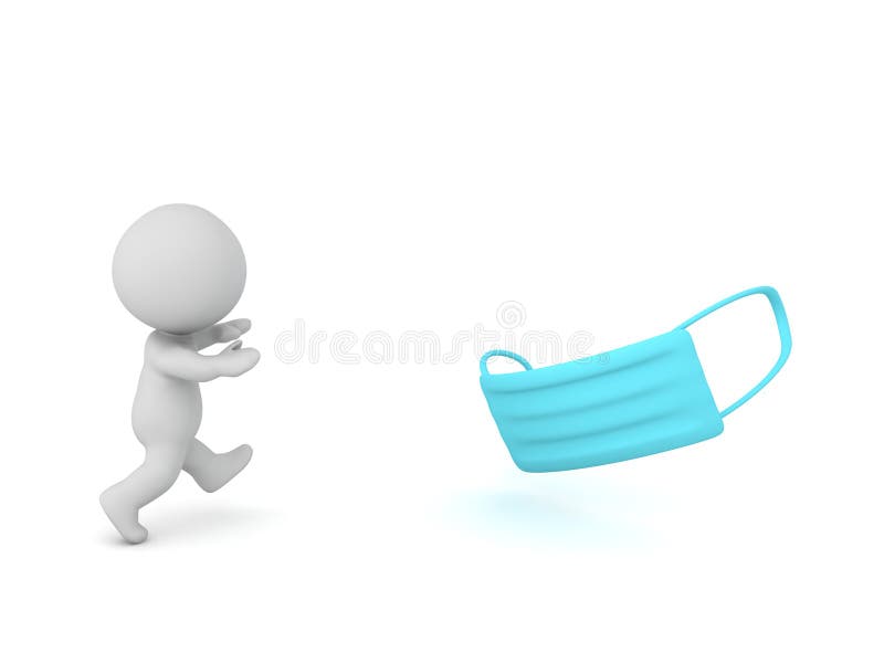 Znak 3D biegnący po maskę medyczną ilustracji