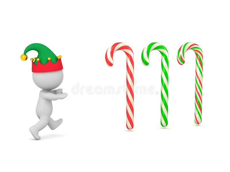 Znak Elf 3D uruchomiony w celu uzyskania kandykanów ilustracja wektor