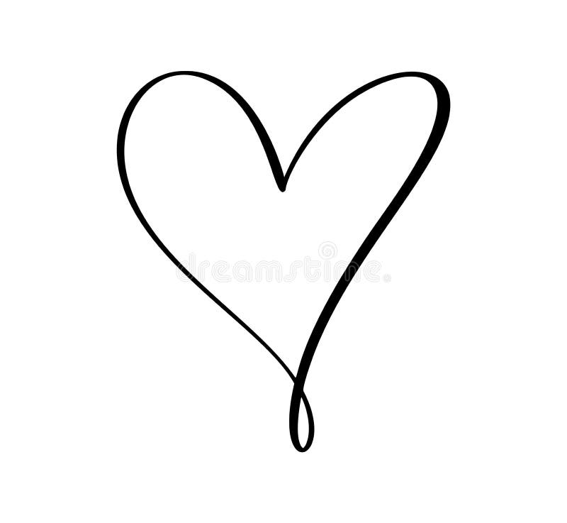 Znak logo calgraphic love heart. wektorowe symbole ilustracji romantycznej łączą pasję i ślub. projekt kaligraficzny ilustracja wektor