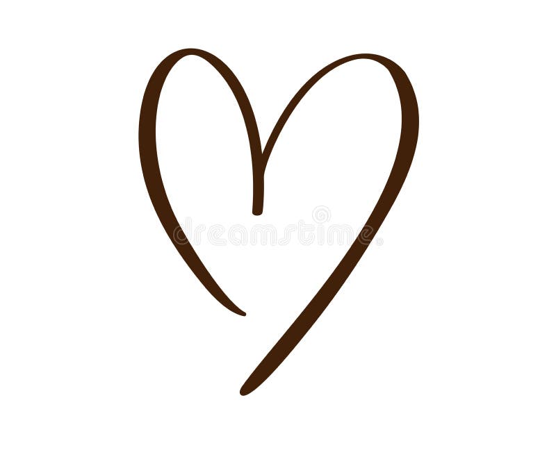 Znak logo calgraphic love heart. wektorowe symbole ilustracji romantycznej łączą pasję i ślub. projekt kaligraficzny royalty ilustracja