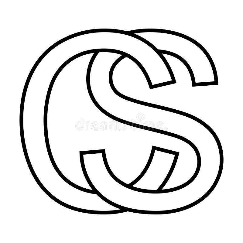 Znak logo sc ikona sc znak znaki przeplotowe c s logo sc cs pierwsze wielkie litery alfabet wzorca