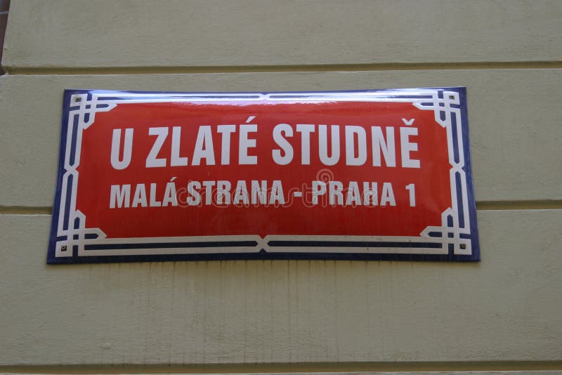 Znak prague street obraz stock