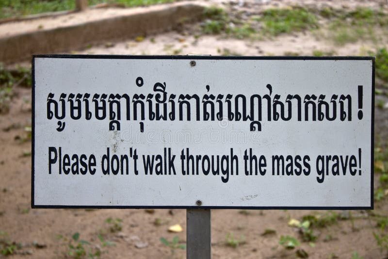 Znak przy Killing polami Choeung Ek