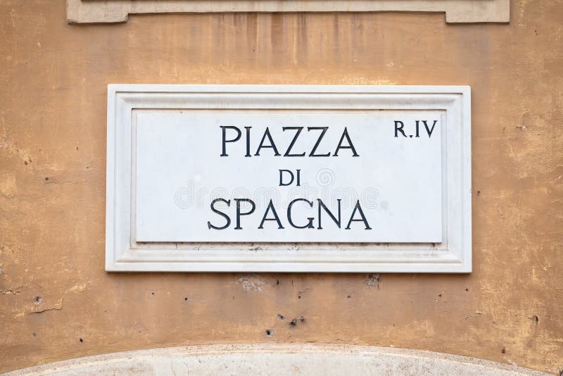 Znak uliczny: Piazza Di Spagna Hiszpania kwadrat w Rzym obraz royalty free Znak uliczny: Piazza Di Spagna Hiszpania kwadrat w Rzym obraz royalty free