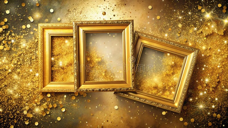 Znakomite ramki Gold Splatter Zwiększ swój ślub lub Dekor świąteczny z atrakcyjnym stylem royalty ilustracja