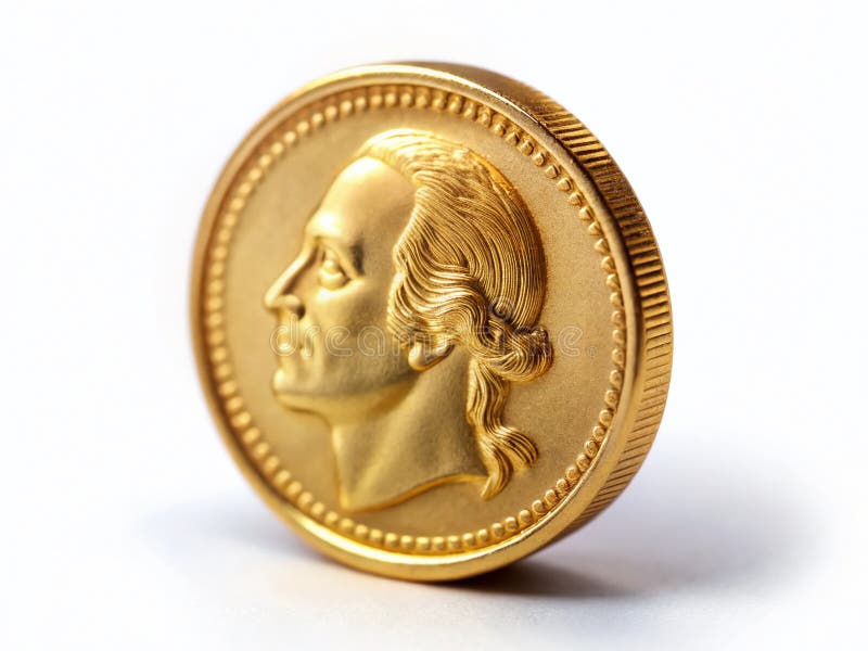 Znakomity szczegół Złotej Monety Miniaturowej A TiltShift CloseUp na białym tle ilustracja wektor