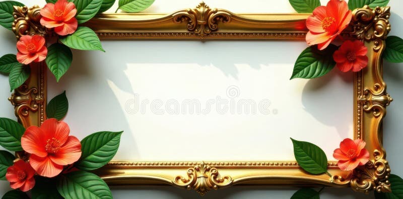 Znakomity złoty ramka wirowanie acanthus pozostawia elegancki detal vintage royalty ilustracja