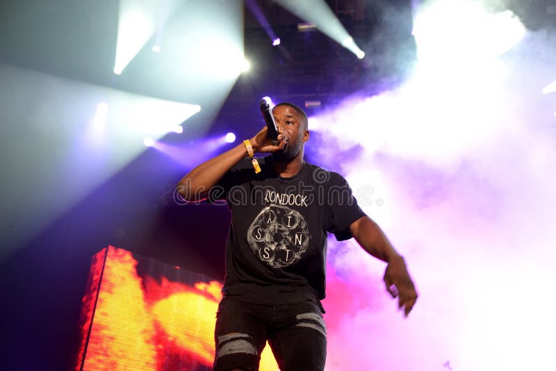 BARCELONA - JUN 19: ASAP Rocky rapper from Harlem and member of the hip hop collective ASAP Mob in concert at Sonar Festival on June 19, 2015 in Barcelona, Spain. BARCELONA - JUN 19: ASAP Rocky rapper from Harlem and member of the hip hop collective ASAP Mob in concert at Sonar Festival on June 19, 2015 in Barcelona, Spain.