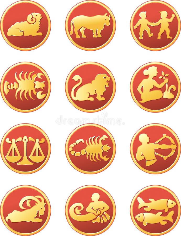 Maya Art Stylized Zodiac Signs Stock Vector - Illustration of bull ...