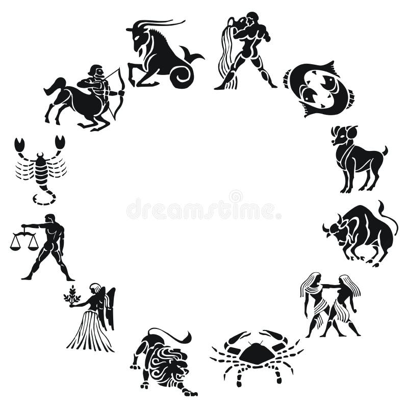 Ilustraciones de doce horóscopo zodíaco estrella sellos.