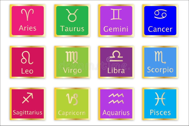 Zodiac Astrology Signs Set stock illustration. Image of fortune 18627773