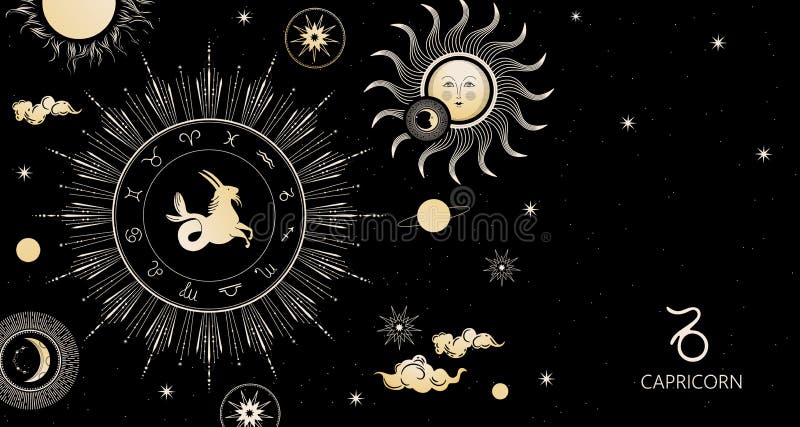 Zodiac Background. Capricorn Zodiac Sign. Horizontal Banner Stock Vector - Illustration of decorated, astrology: 186393120 Zodiac Background. Capricorn Zodiac Sign. Horizontal Banner Stock Vector - Illustration of decorated, astrology: 186393120
