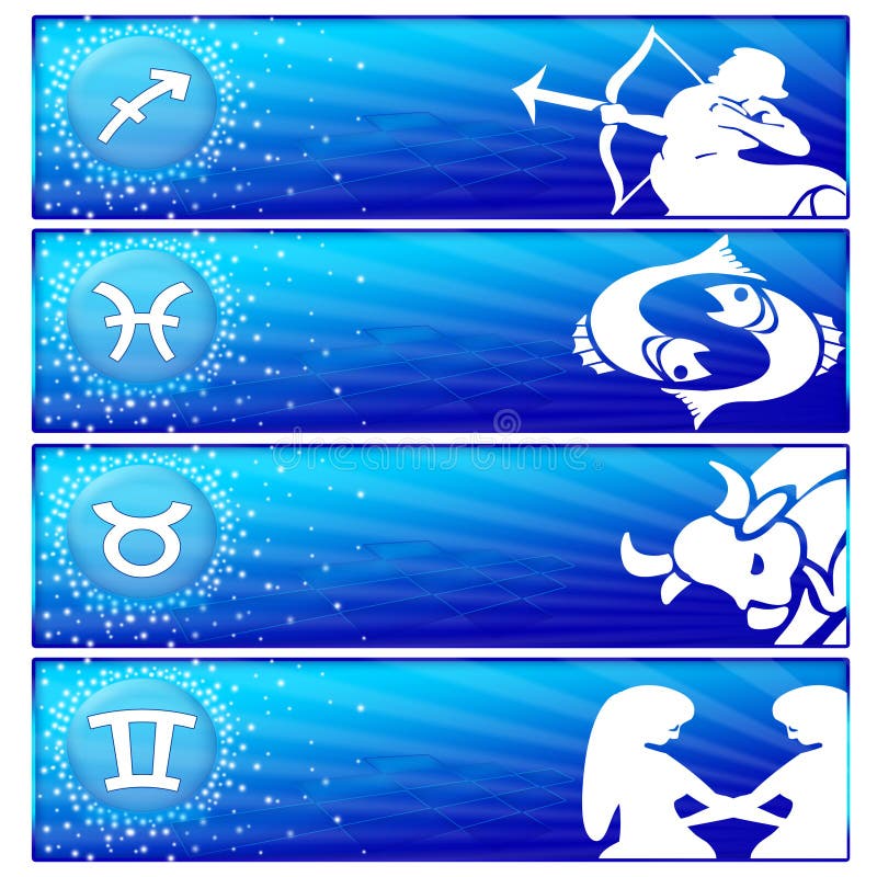 Zodiac banner set (02) stock illustration. Illustration of signs 12860462