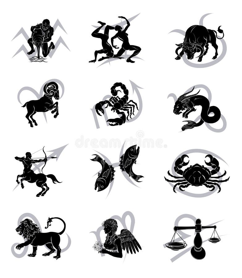 Set of Astrological Zodiac Symbols - Horoscope Sig Stock Vector ...