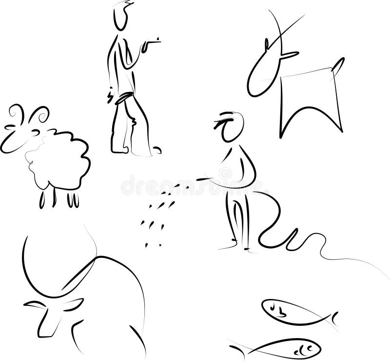 Zodiac set of spring and winter signs. Sheep gun vectors