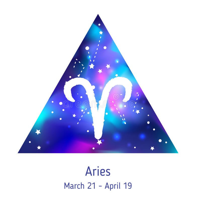Zodiac Sign Aries Over Hipster Triangle With Space Galactic Star Stock ...
