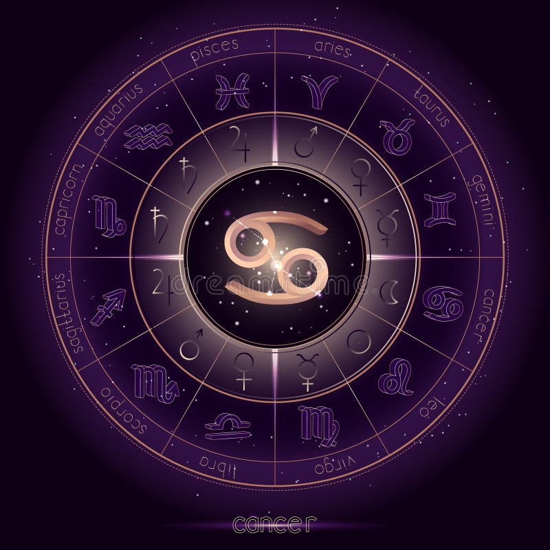 Cancer Mystical Zodiac Astrology Stock Illustration - Illustration of ...