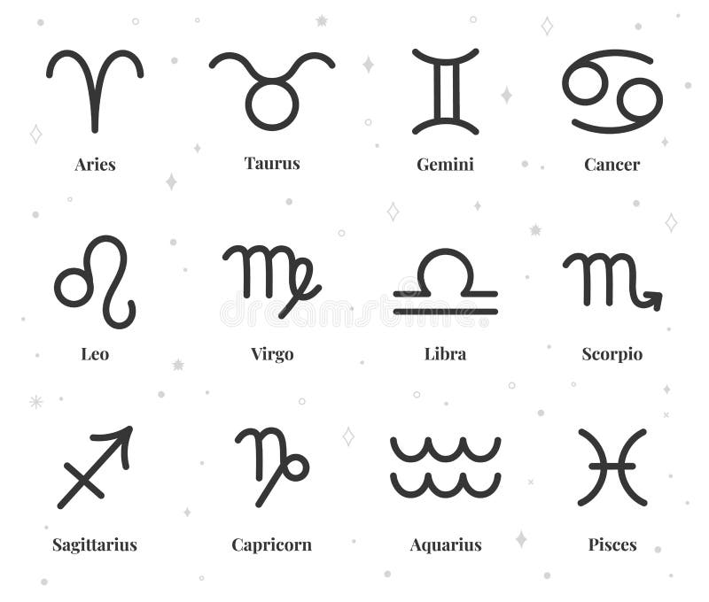 Zodiac Sign Icons, Astrological Horoscope Symbols, Astrology Signs ...