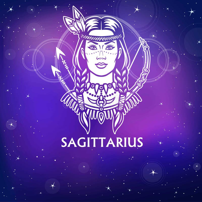Sagittarius Zodiac Sign Isolated on White Background Stock Illustration ...