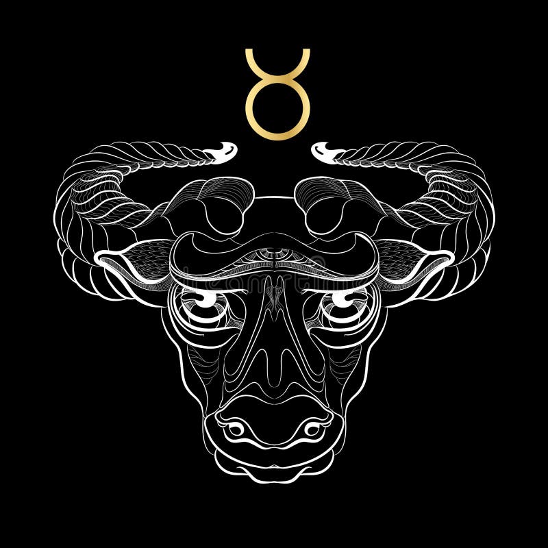 Black Line Art Of Taurus Zodiac Sign Stock Vector - Illustration of ...