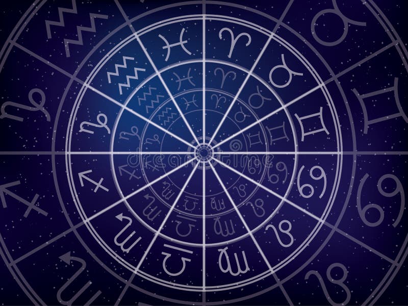 Zodiac Signs Background. Astrological Round Calendar Collection ...