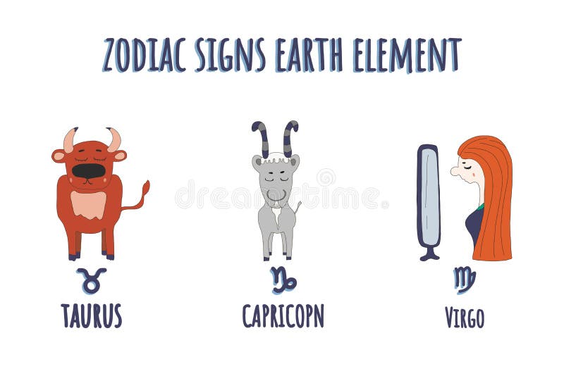 Zodiac Signs Element of Air Cartoon Characters. Hand Drawn. Isolated on a  White Background and Lettering Virgo,taurus,capricorn Stock Illustration -  Illustration of horoscope, doodle: 172319530