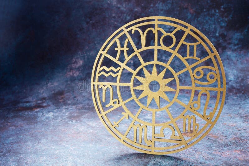 Zodiac Signs Horoscope Circle on Dark Background. Astrology Background ...