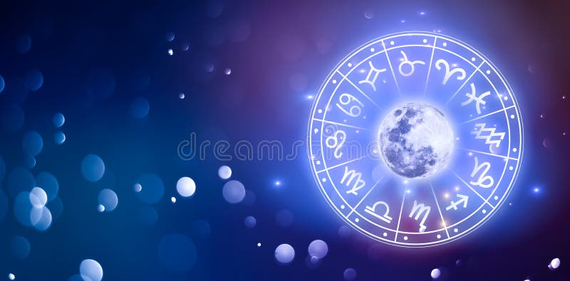 Zodiac signs inside of horoscope circle. Astrology in the sky with many stars and moons astrology and horoscopes concept. Zodiac signs inside of horoscope stock illustration Zodiac signs inside of horoscope circle. Astrology in the sky with many stars and moons astrology and horoscopes concept. Zodiac signs inside of horoscope stock illustration