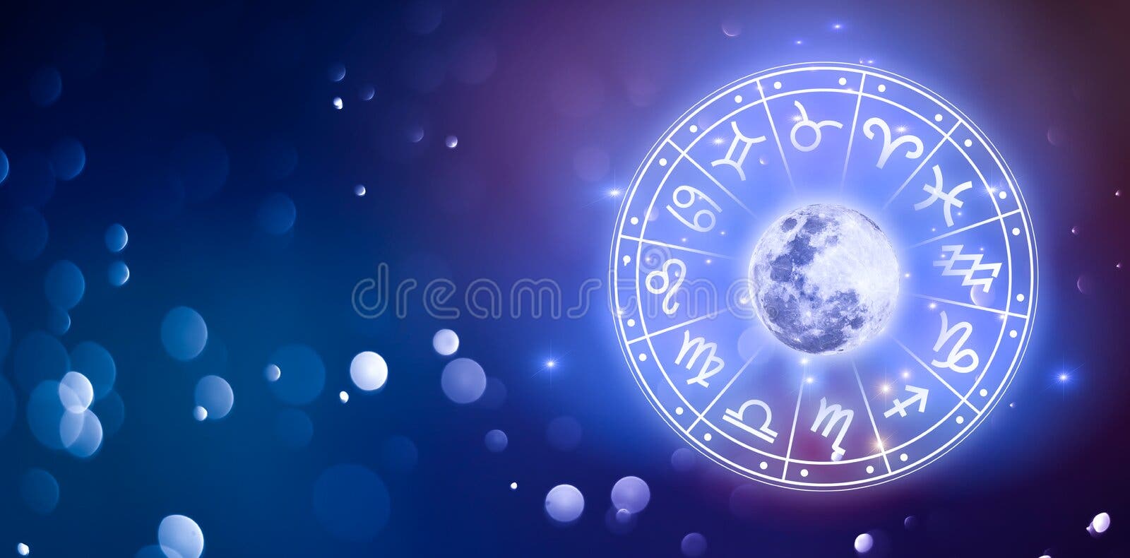 Zodiac signs inside of horoscope circle. Astrology in the sky with many stars and moons astrology and horoscopes concept royalty free illustration Zodiac signs inside of horoscope circle. Astrology in the sky with many stars and moons astrology and horoscopes concept royalty free illustration