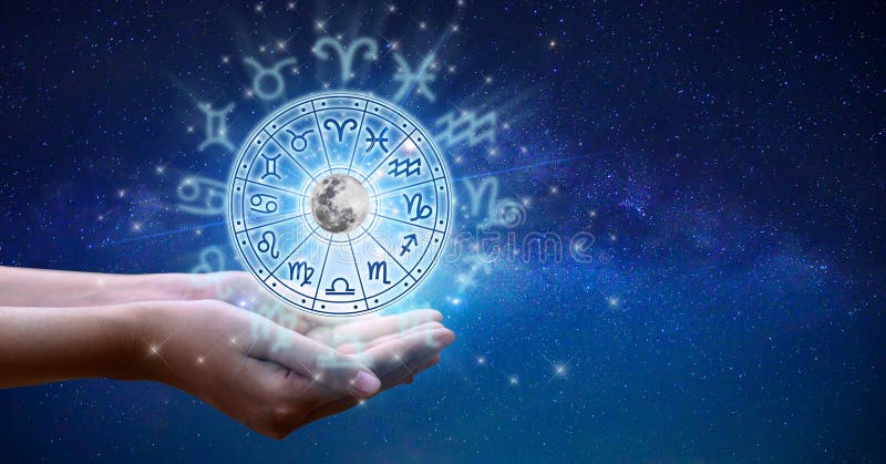 Zodiac Signs Inside of Horoscope Circle. Astrology in the Sky with Many ...