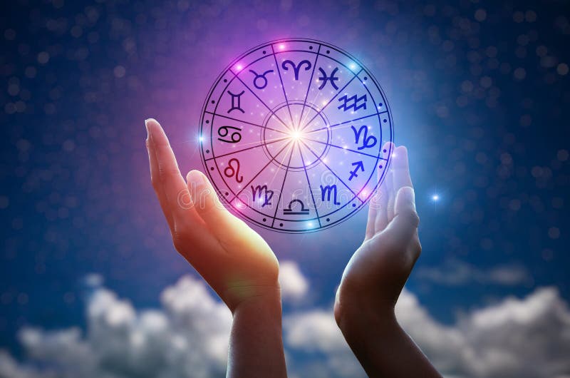 Zodiac Signs Inside of Horoscope Circle. Astrology in the Sky with Many ...