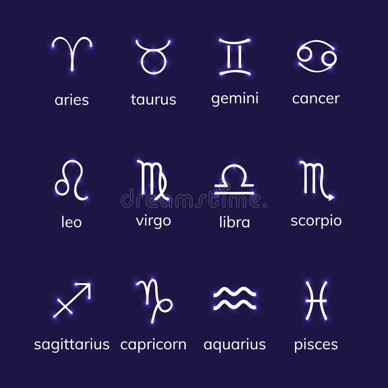 Zodiac signs set stock illustration. Illustration of astrological ...