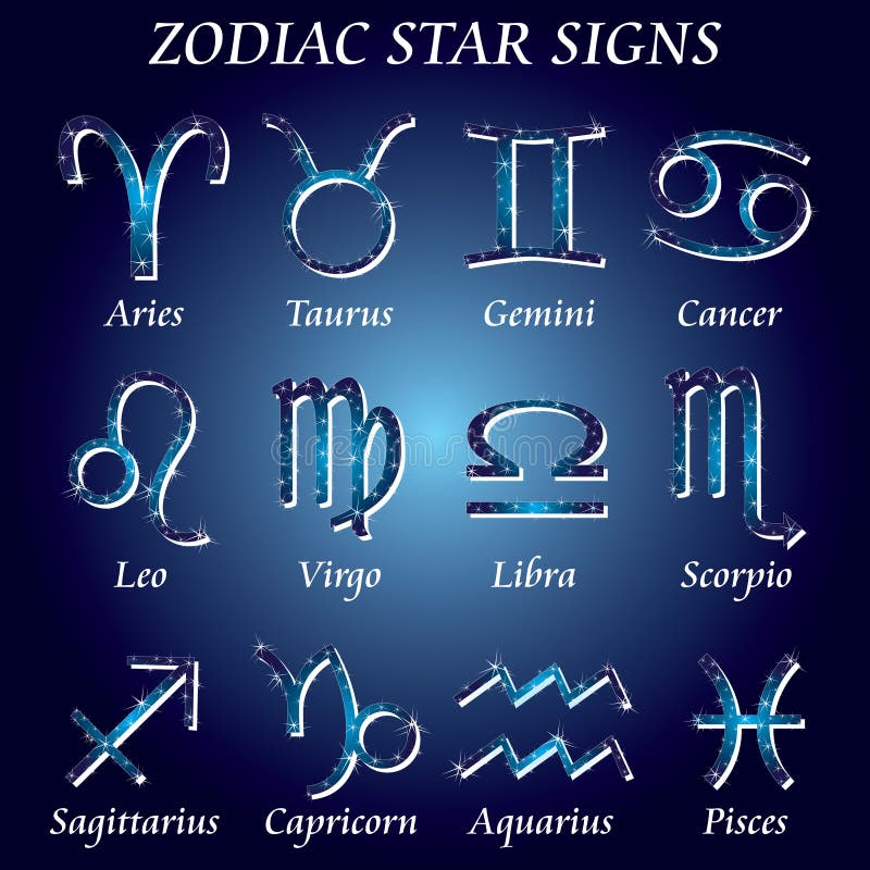 Zodiac star signs royalty free illustration.
