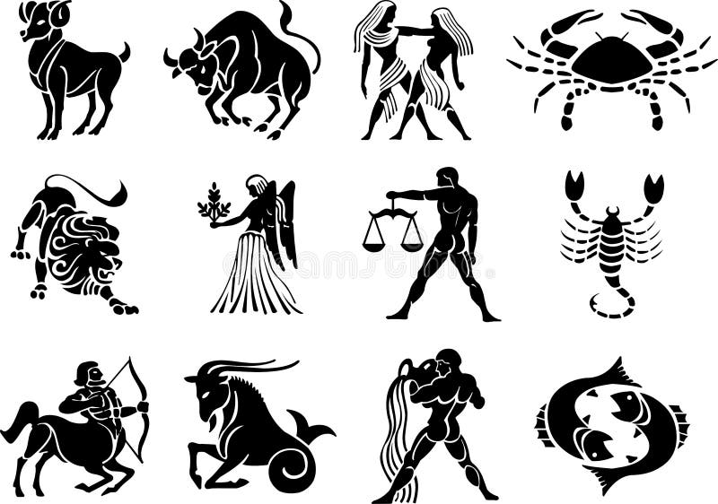 Illustrazioni di dodici Oroscopo Zodiaco segni zodiacali.