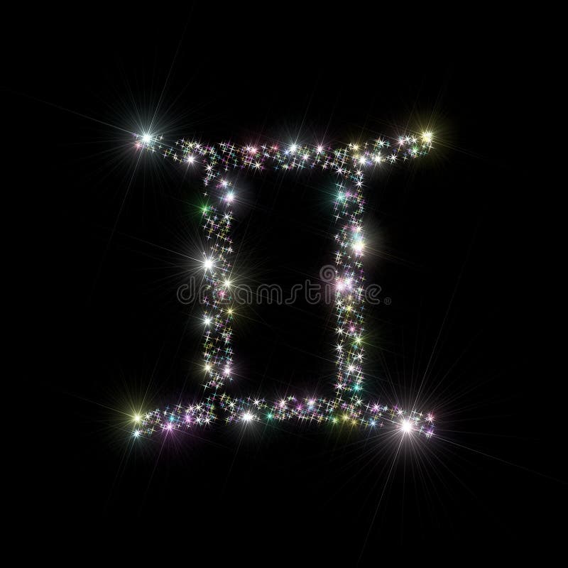 Zodiac stars Gemini. Abstract backdrop astronomy / astrology illustration representing zodiac sign / symbol for Gemini constellation made of twinkling sparkling royalty free illustration Zodiac stars Gemini. Abstract backdrop astronomy / astrology illustration representing zodiac sign / symbol for Gemini constellation made of twinkling sparkling royalty free illustration