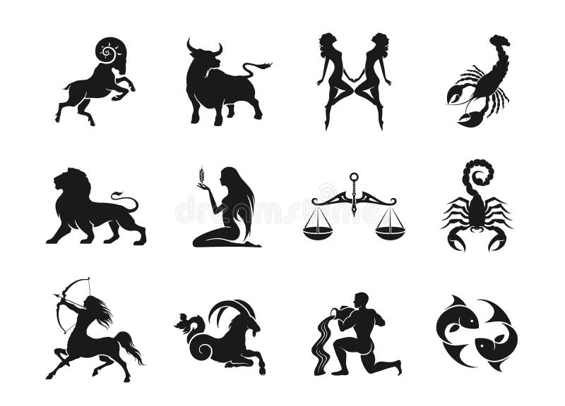 Zodiac εικονίδια ωροσκοπίων σημαδιών καθορισμένα απομονωμένες αστρολογικές εικόνες ελεύθερη απεικόνιση δικαιώματος Zodiac εικονίδια ωροσκοπίων σημαδιών καθορισμένα απομονωμένες αστρολογικές εικόνες ελεύθερη απεικόνιση δικαιώματος
