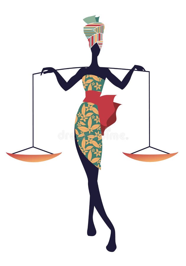 Zodiaco Tribale Libra Donna Elegante In Vestito Floreale E Turbante, Portanti Una Scala Sulle Sue Spalle Illustrazione di Stock - Illustrazione di africano, ornamenti: 117774874