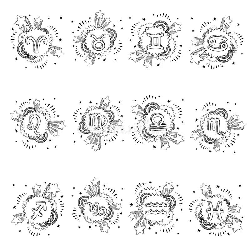 Zodiaka astrologii symbolu set ilustracji Zodiaka astrologii symbolu set ilustracji