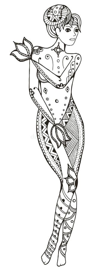 Zodiaka znak - Virgo Naga kobieta ono zakrywa z rękami Vec ilustracji Zodiaka znak - Virgo Naga kobieta ono zakrywa z rękami Vec ilustracji