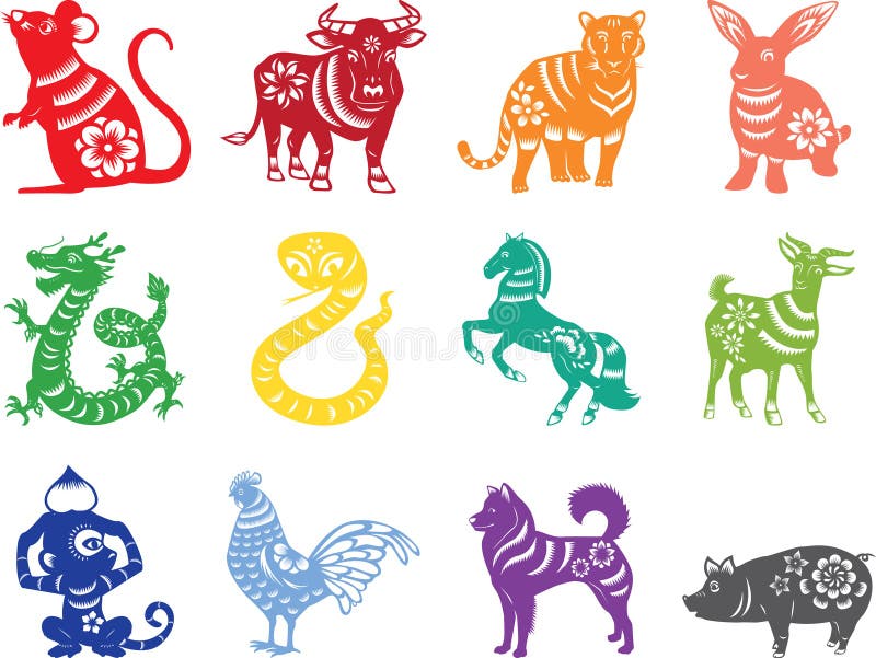 Zodiaków chińscy zwierzęta dwanaście ilustracji