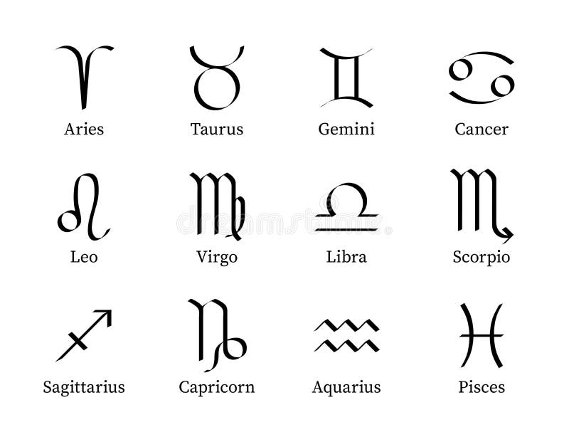 12 Astrologische Tekens Geïsoleerd Pictogram Van Zodiaal Vector ...