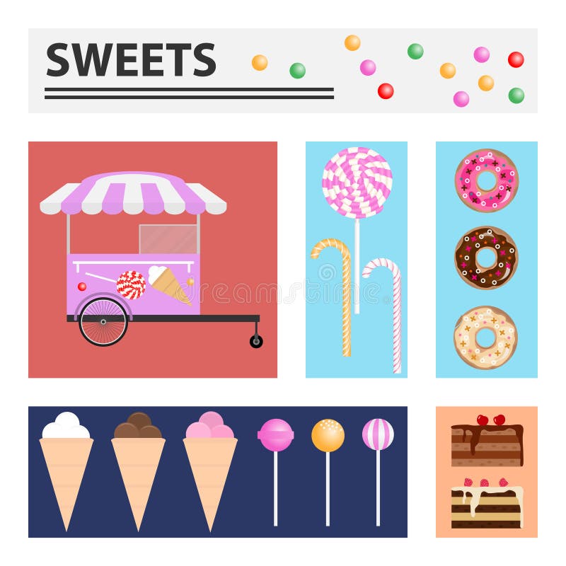Zoet Rechthoekige banners met snoepjes stock illustratie Zoet Rechthoekige banners met snoepjes stock illustratie