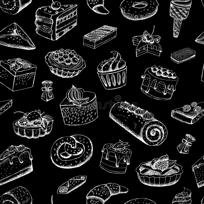 Zoete gebakjes op bord royalty-vrije illustratie Zoete gebakjes op bord royalty-vrije illustratie
