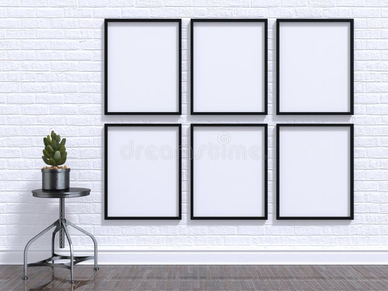 Zombe acima do quadro da foto com planta, tamborete, assoalho e parede 3d rendem ilustração stock Zombe acima do quadro da foto com planta, tamborete, assoalho e parede 3d rendem ilustração stock