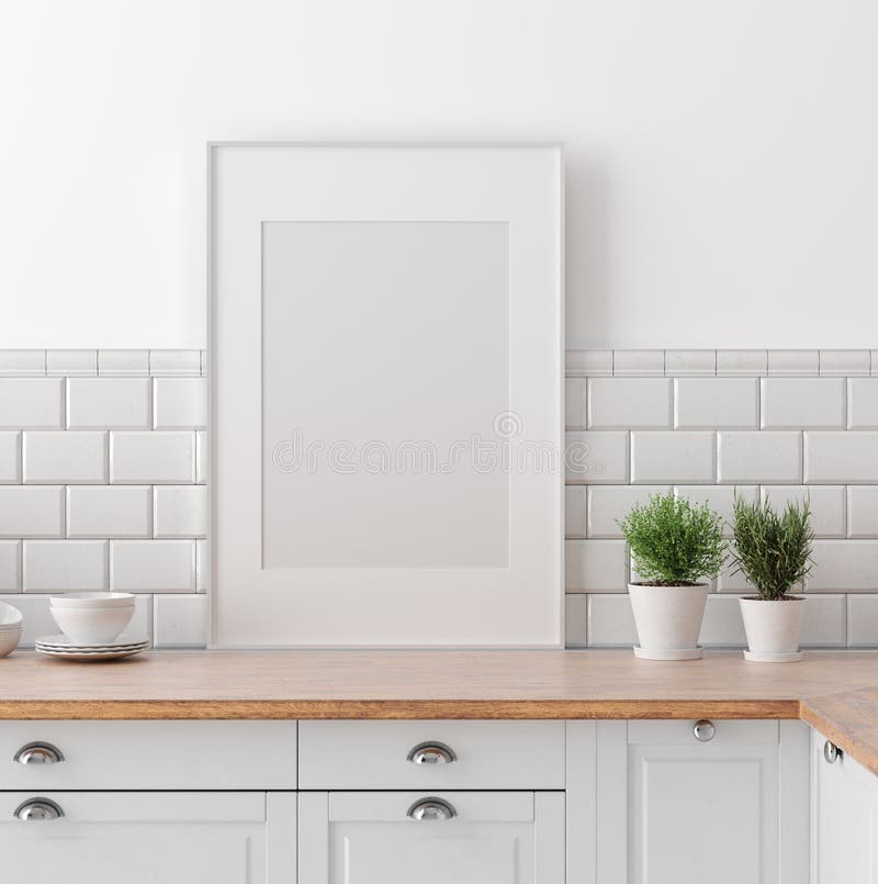 Zombe acima do quadro na cozinha interior, estilo escandinavo do cartaz