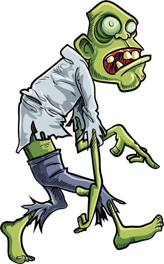 Zombi de égrappage de bande dessinée avec de grands yeux illustration stock Zombi de égrappage de bande dessinée avec de grands yeux illustration stock